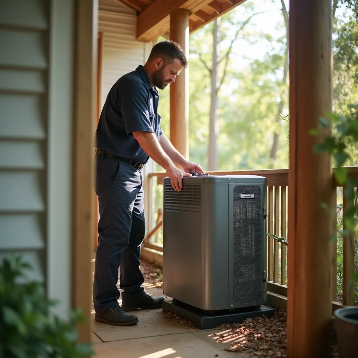 Whole-home dehumidifier installed in an Abita Springs, LA utility closet being serviced