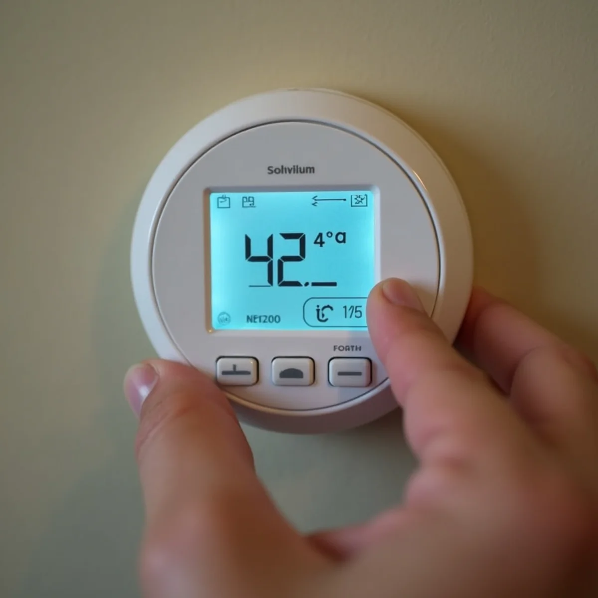 Thermostat reading high indoor temperature during a summer heat wave in a Covington, LA living room